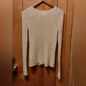 Banana Republic LUXE EXTRA FINE 100% ALPACA Cable-Knit Sweater Tan